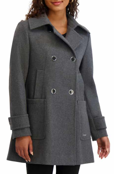 KARL LAGERFELD PARIS Four Pocket Wool Blend Swing Coat