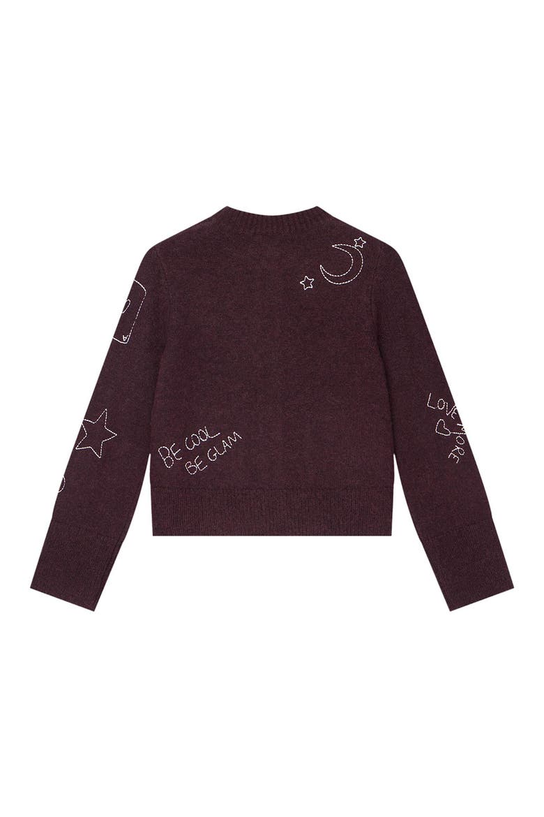 Embroidered Motif Knit Cardigan, Alternate, color, Burgundy