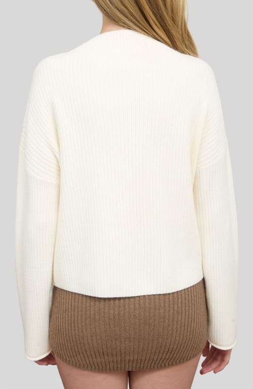 Blu Pepper Mock Neck Long Sleeve Sweater In White