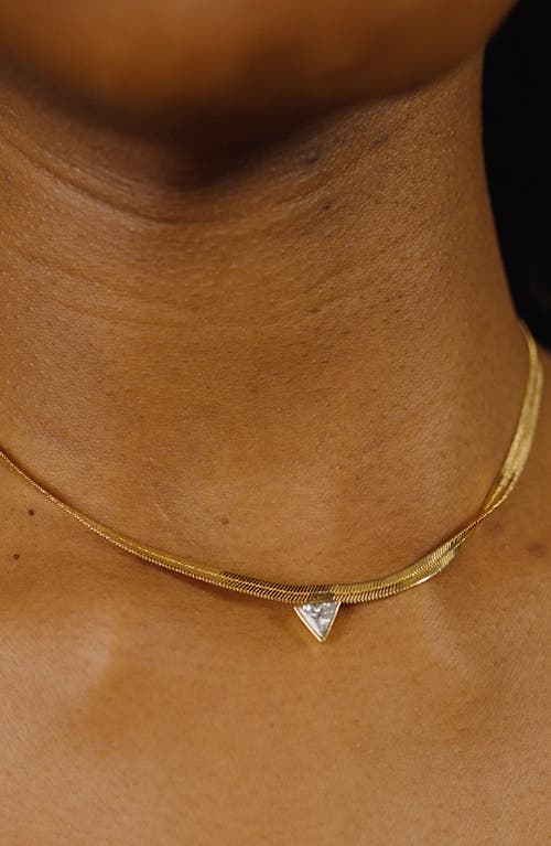 Sterling Forever Ruth Cubic Zirconia Pendant Herringbone Chain Necklace
