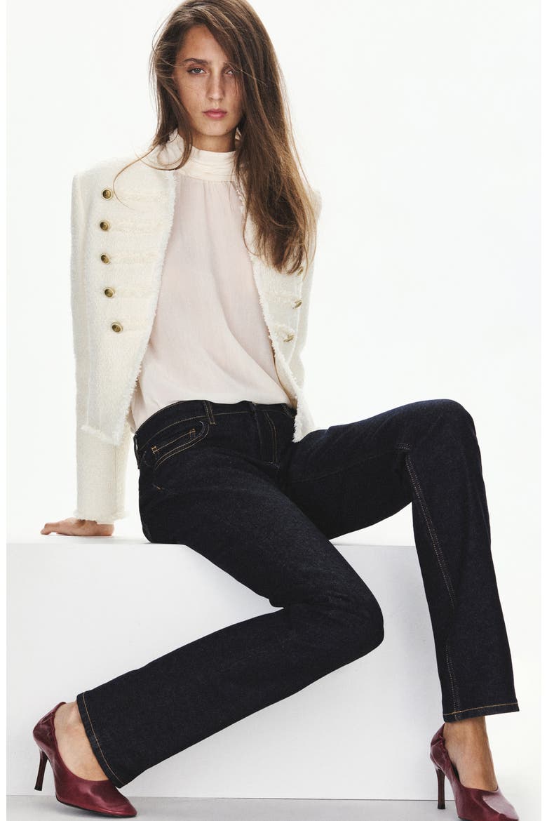 Double Breasted Fray Tweed Jacket, Alternate, color, OFF WHITE