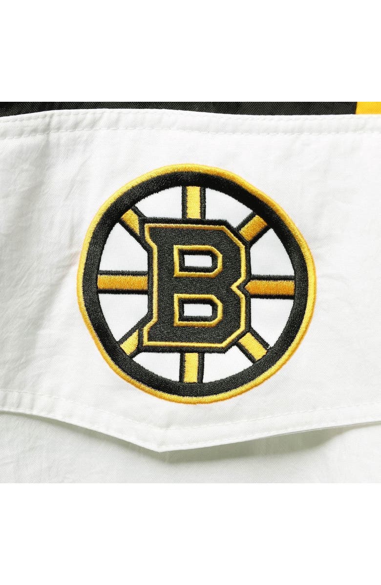 STARTER Men's Starter Black/White Boston Bruins Striker Half-Zip Hoodie, Alternate, color, 