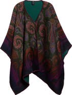 Etro Ombré Paisley Swirl Reversible Wool Blend Cape