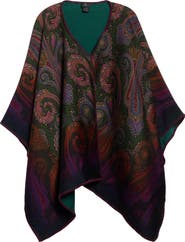 Etro Ombré Paisley Swirl Reversible Wool Blend Cape