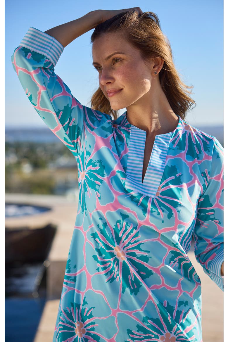 Island UPF Tunic Dress, Alternate, color, Black Mosaic