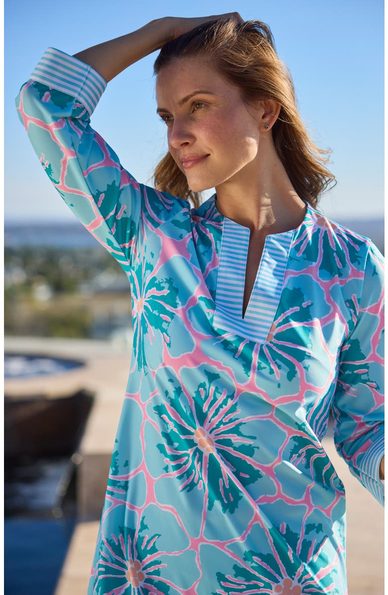 UV Skinz Island UPF Tunic Dress, Alternate, color, Tropical Pink Palm