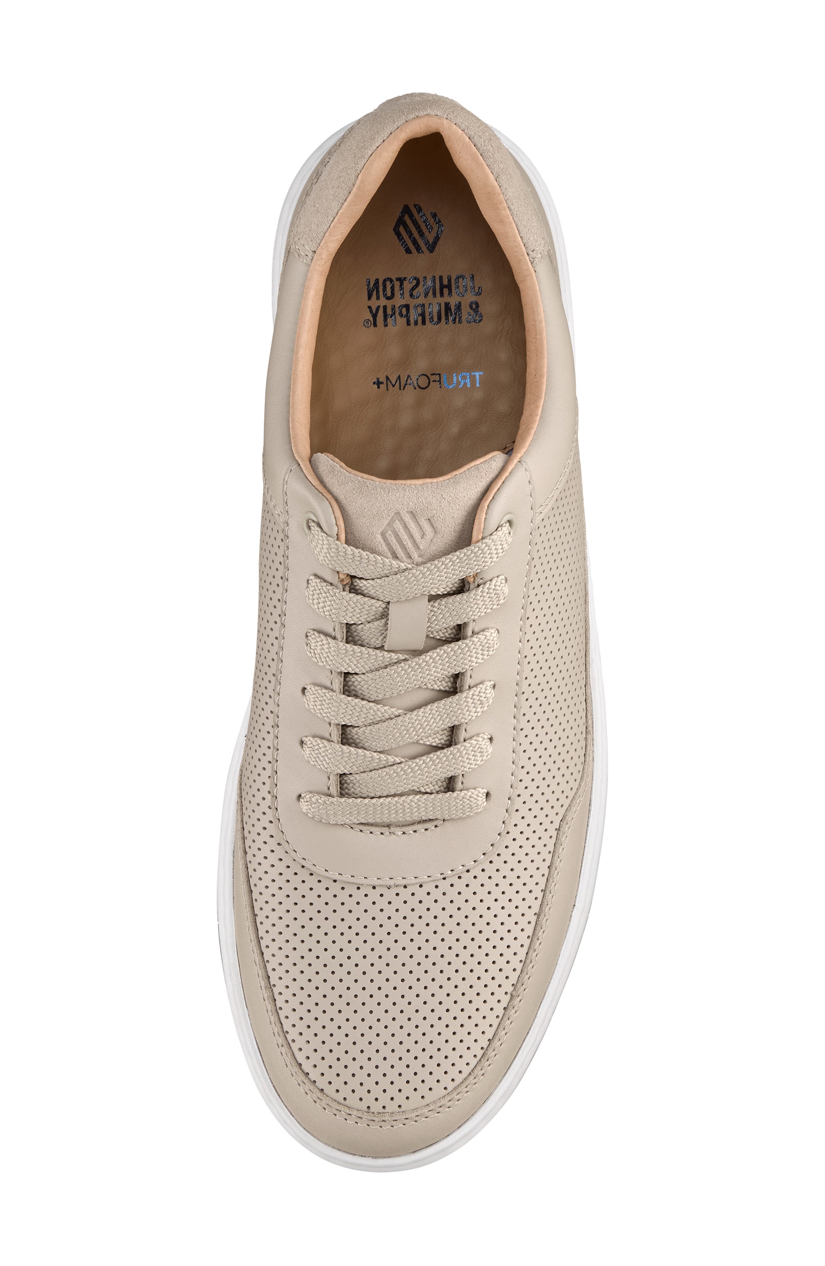 Dawson Perforated Leather Sneaker, Alternate, color, BEIGE FULL GRAIN