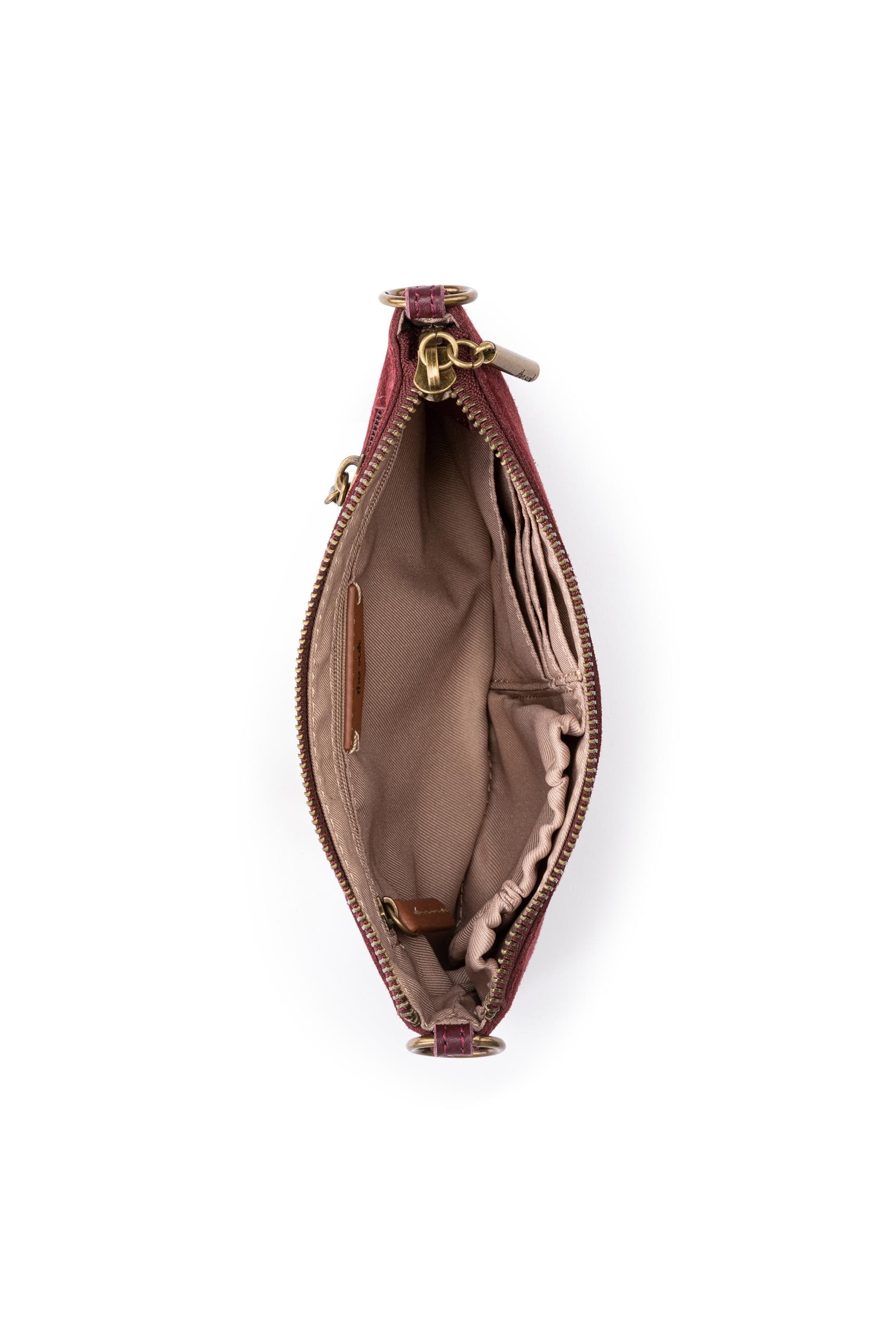 Vita Hand Leather Crossbody Wristlet, Alternate, color, Black Cherry Suede