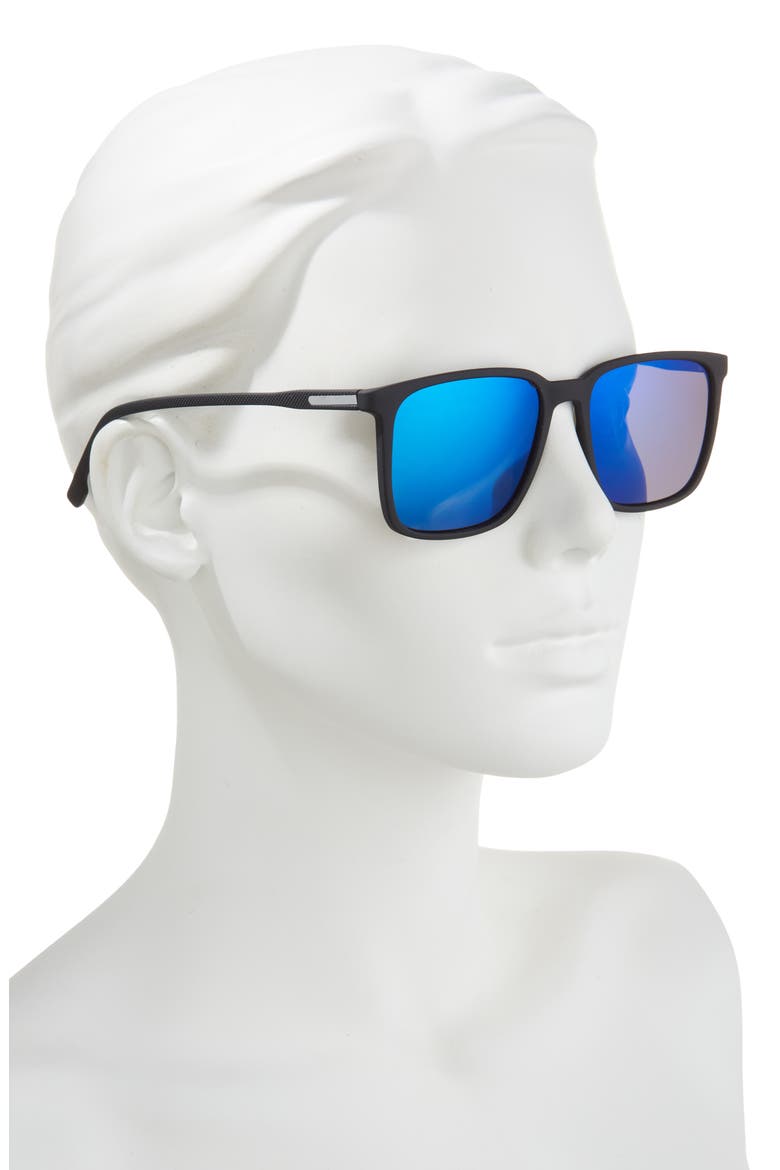55mm Polarized Square Sunglasses, Alternate, color, RUBBERIZED BLACK
