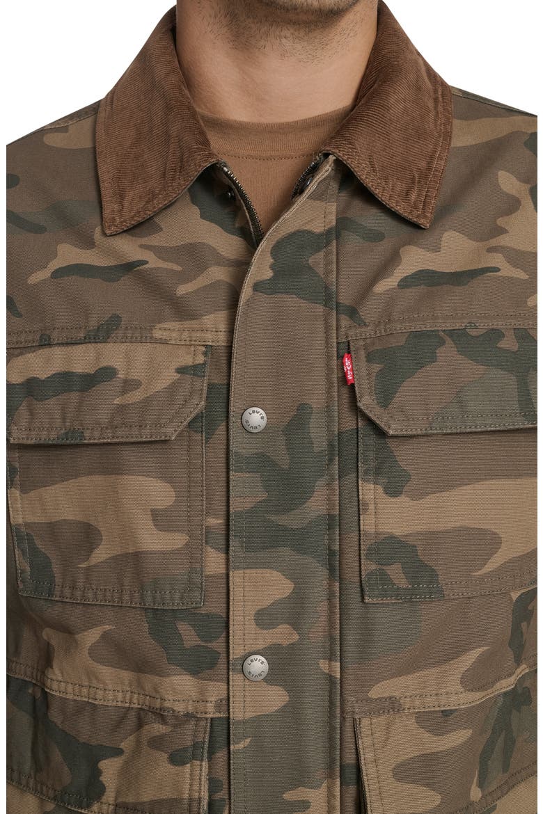 Corduroy Collar Cotton Canvas Jacket, Alternate, color, FADED CAMO
