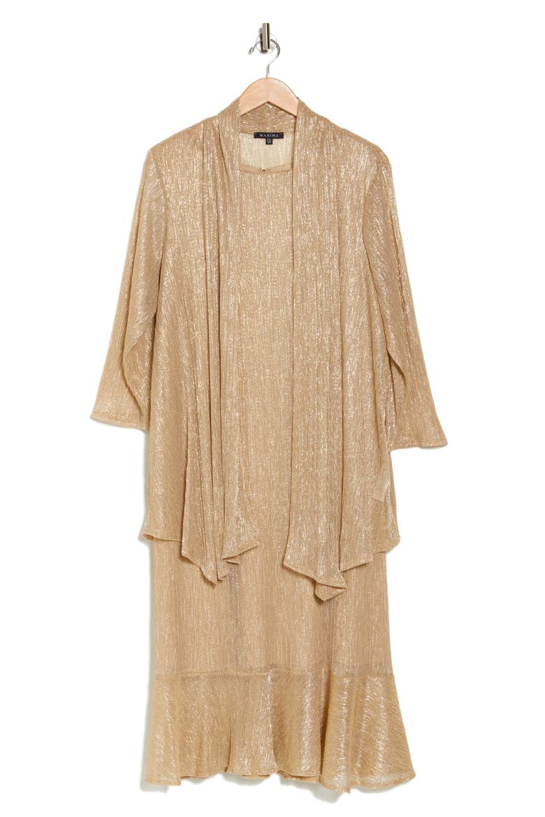 Metallic Cocktail Dress with Jacket, Alternate, color, GOLD