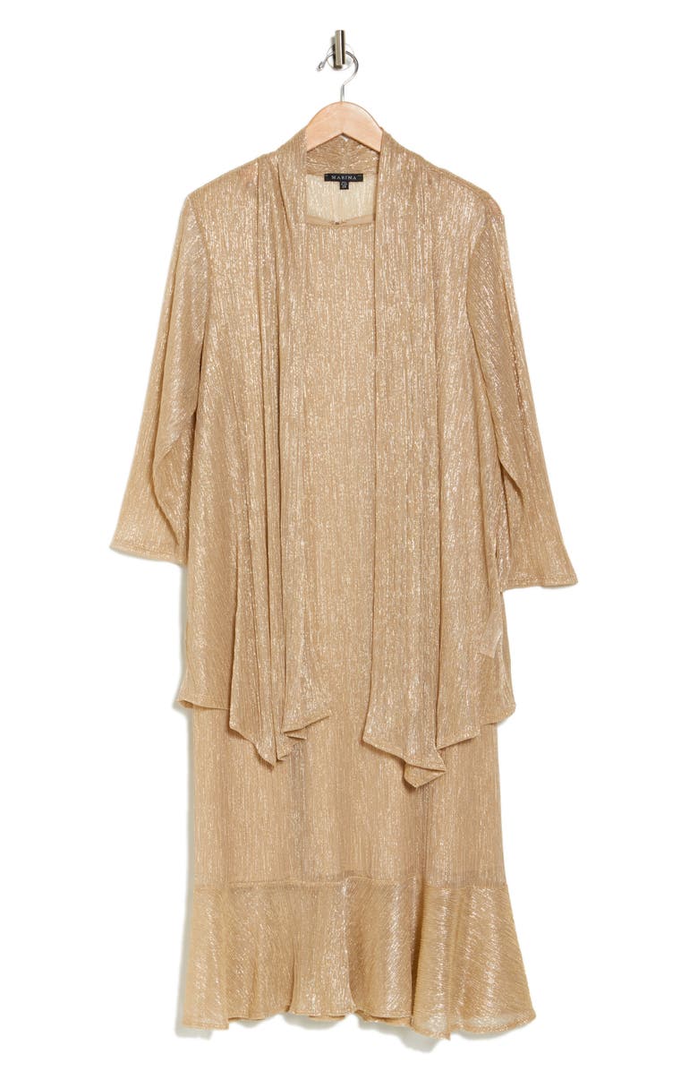 Marina Metallic Cocktail Dress with Jacket, Alternate, color, Gold