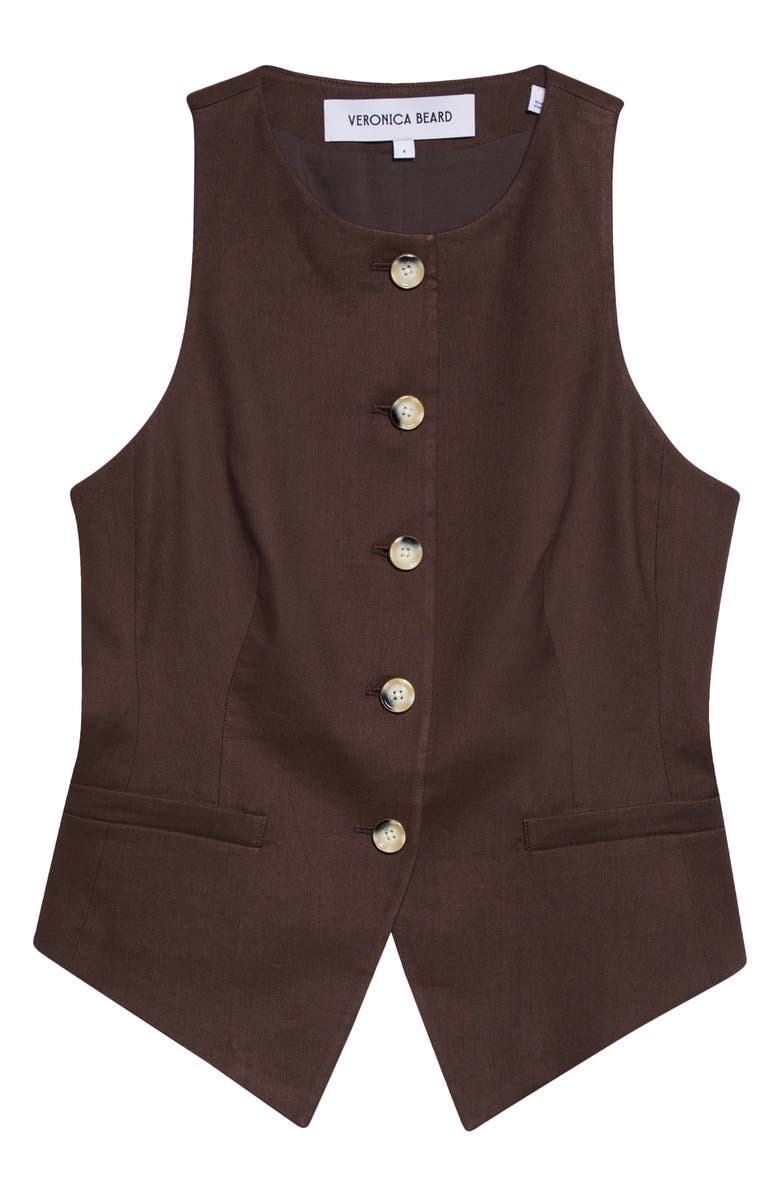 Veronica Beard Hartwell Linen Blend Vest, Main, color, Dark Mocha