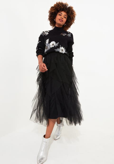 Tulle Midi Skirt (Plus)