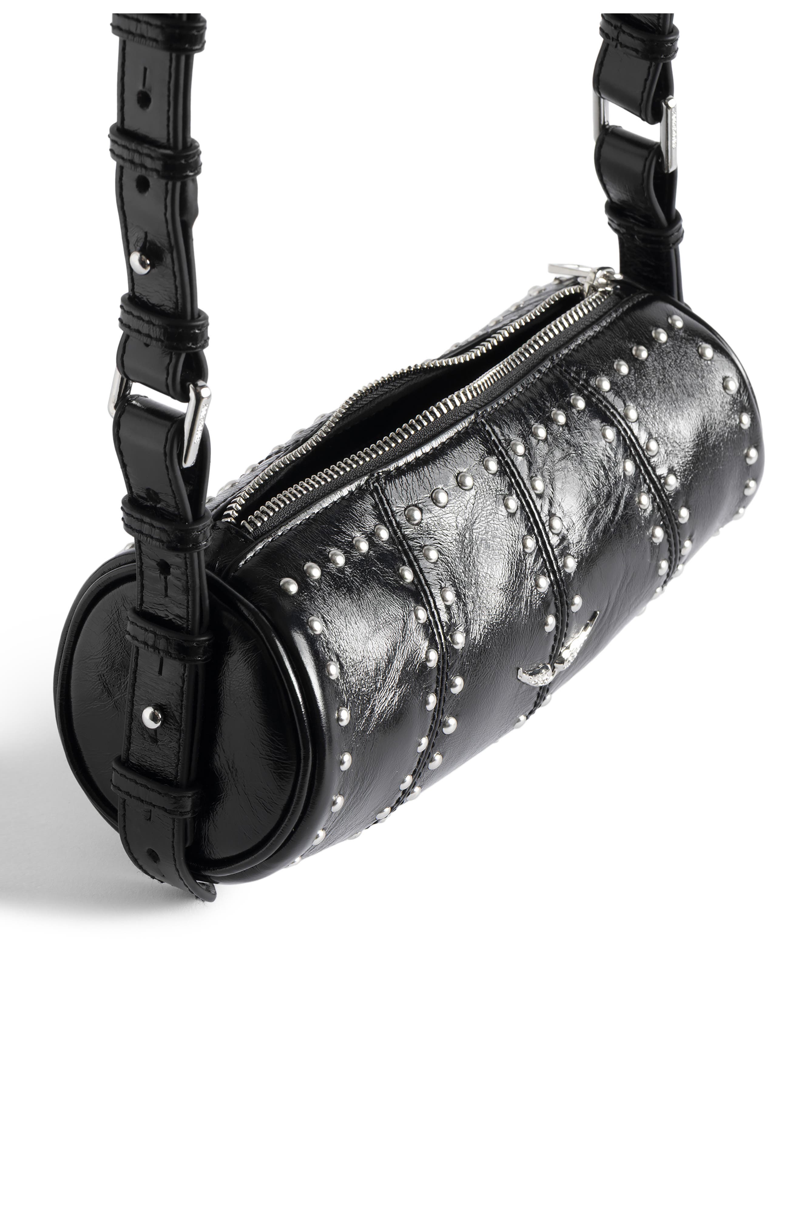 Zadig & Voltaire Le Roudoudou Studded Shoulder Bag, Alternate, color, Black