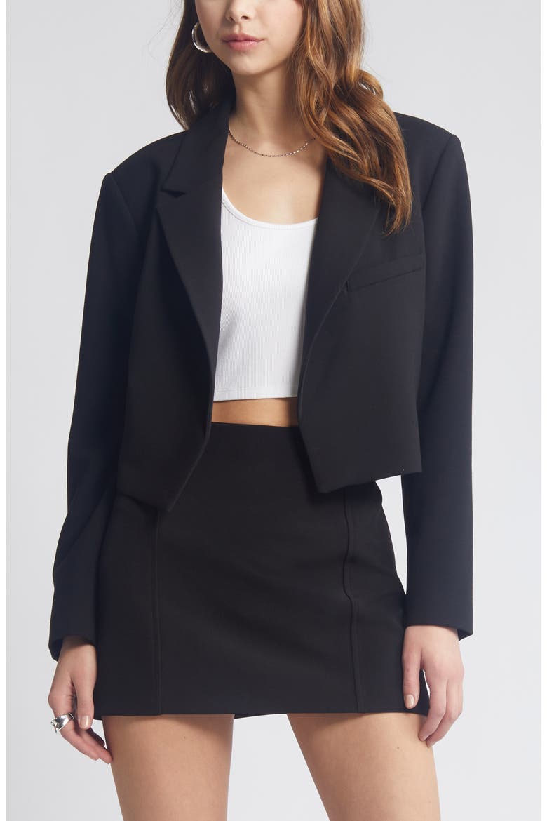 Boxy Crop Blazer, Main, color, BLACK
