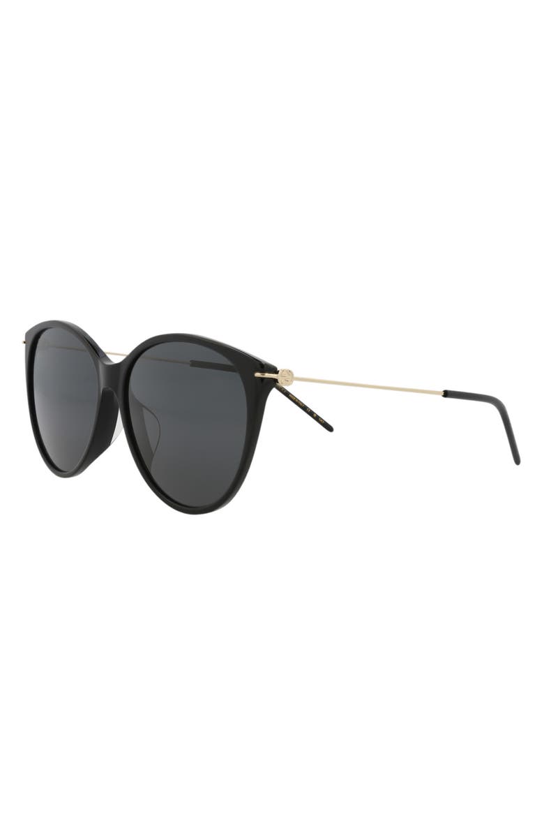 Gucci 58mm Oversize Round Sunglasses, Alternate, color, Black/ Gold/ Grey