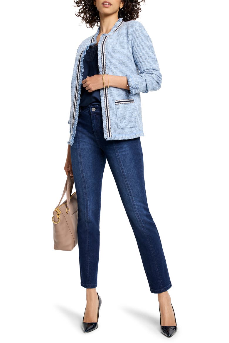 Indigo Fringe Accent Knit Jacket, Alternate, color, BLUE MULTI