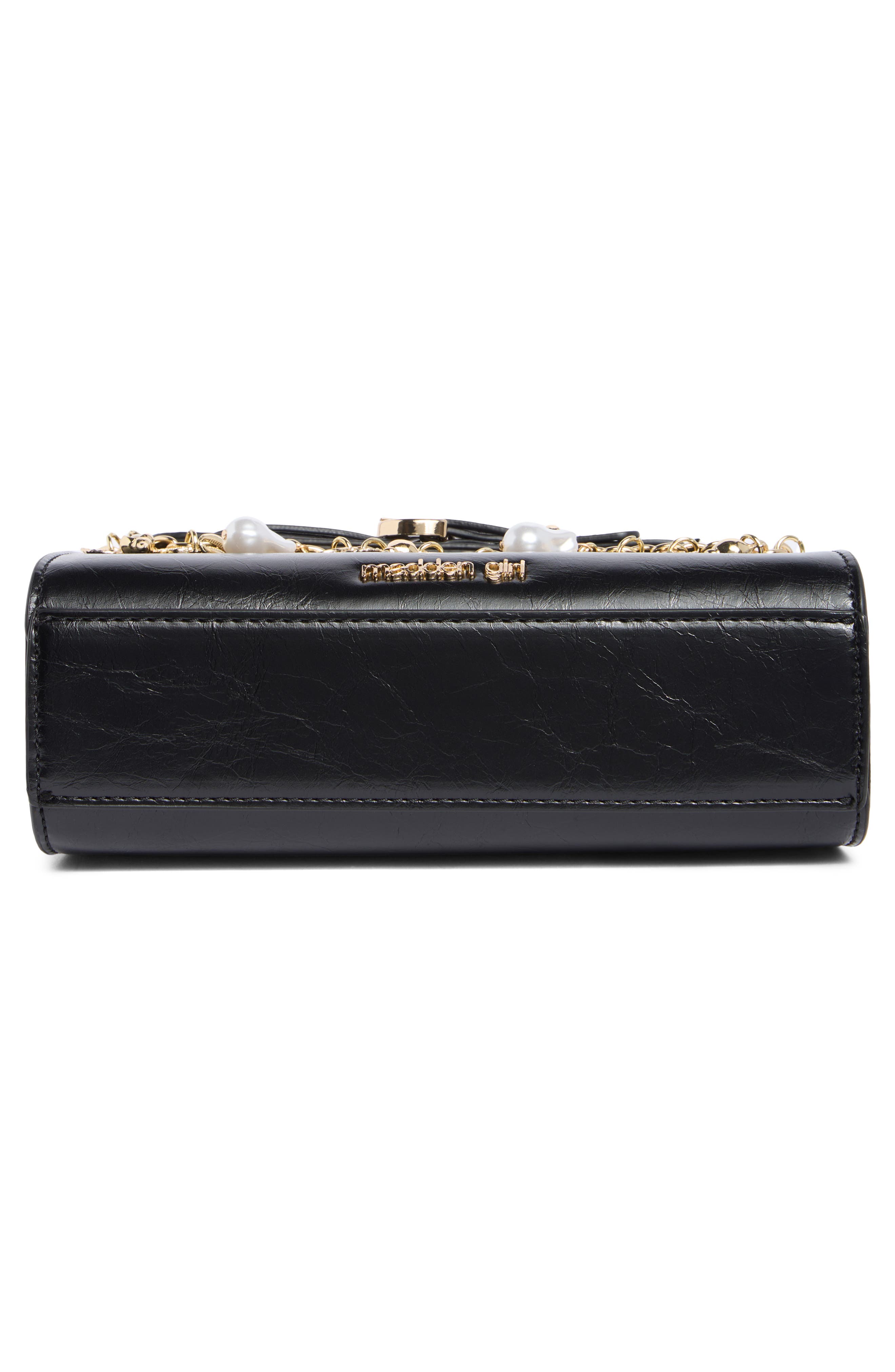 Madden Girl Faux Leather Top Handle Bag, Alternate, color, Black