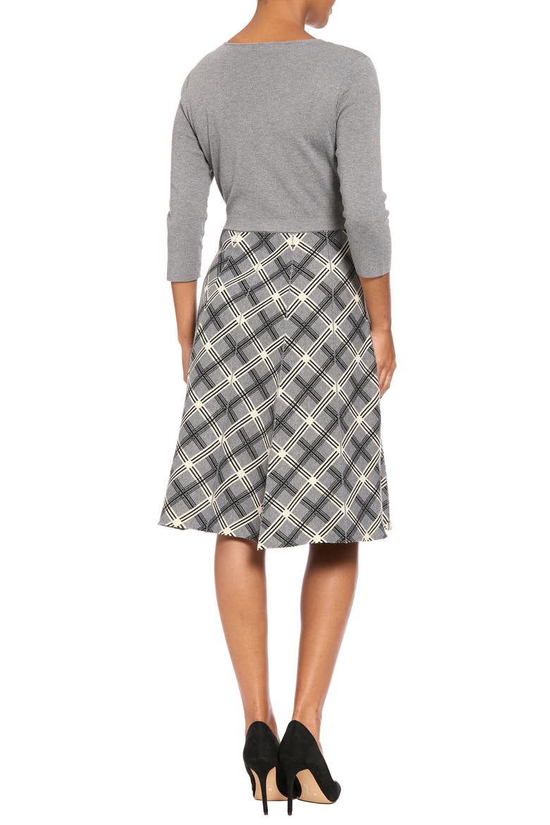 Three Quarter Sleeve Midi Dress, Alternate, color, HEATHER GREY