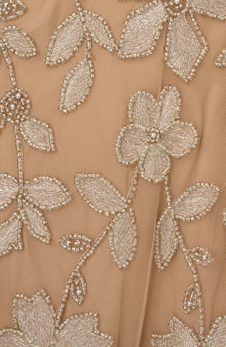 Adrianna Papell Beaded Strapless Mesh Fit & Flare Ballgown, Alternate, color, Taupe/ Pink