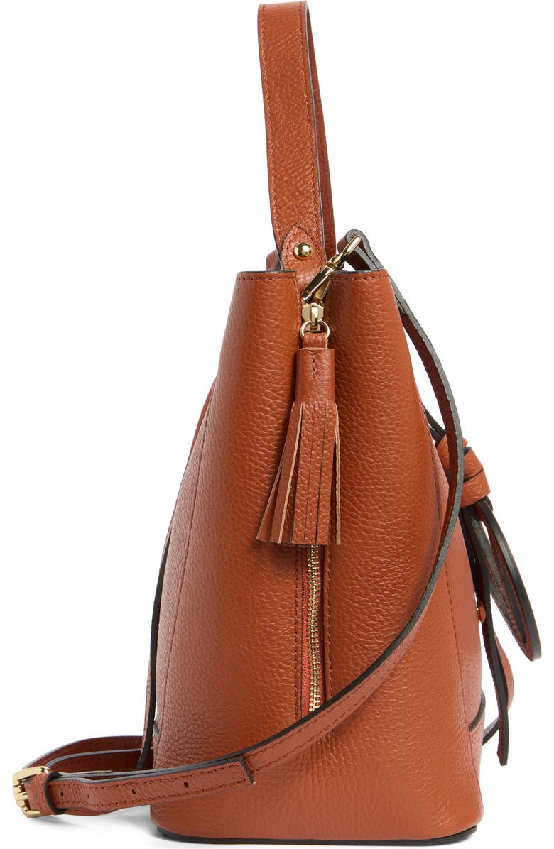 VALENTINO BY MARIO VALENTINO Callie Medallion VLOGO Leather Bucket Bag, Alternate, color, Whiskey