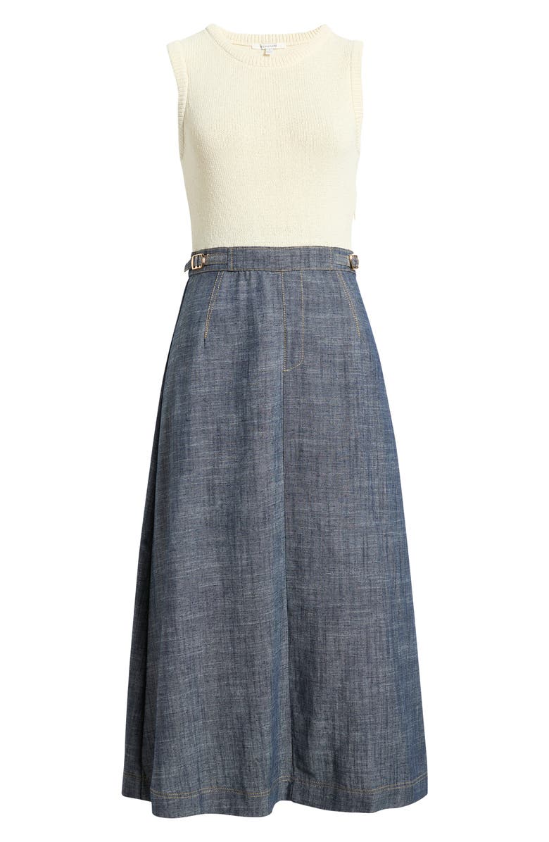 ZOE AND CLAIRE Mixed Media Dress, Alternate, color, Ivory/ Blue