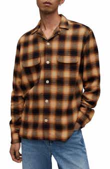 AllSaints Telesto Relaxed Fit Plaid Cotton Flannel Button-Up Shirt