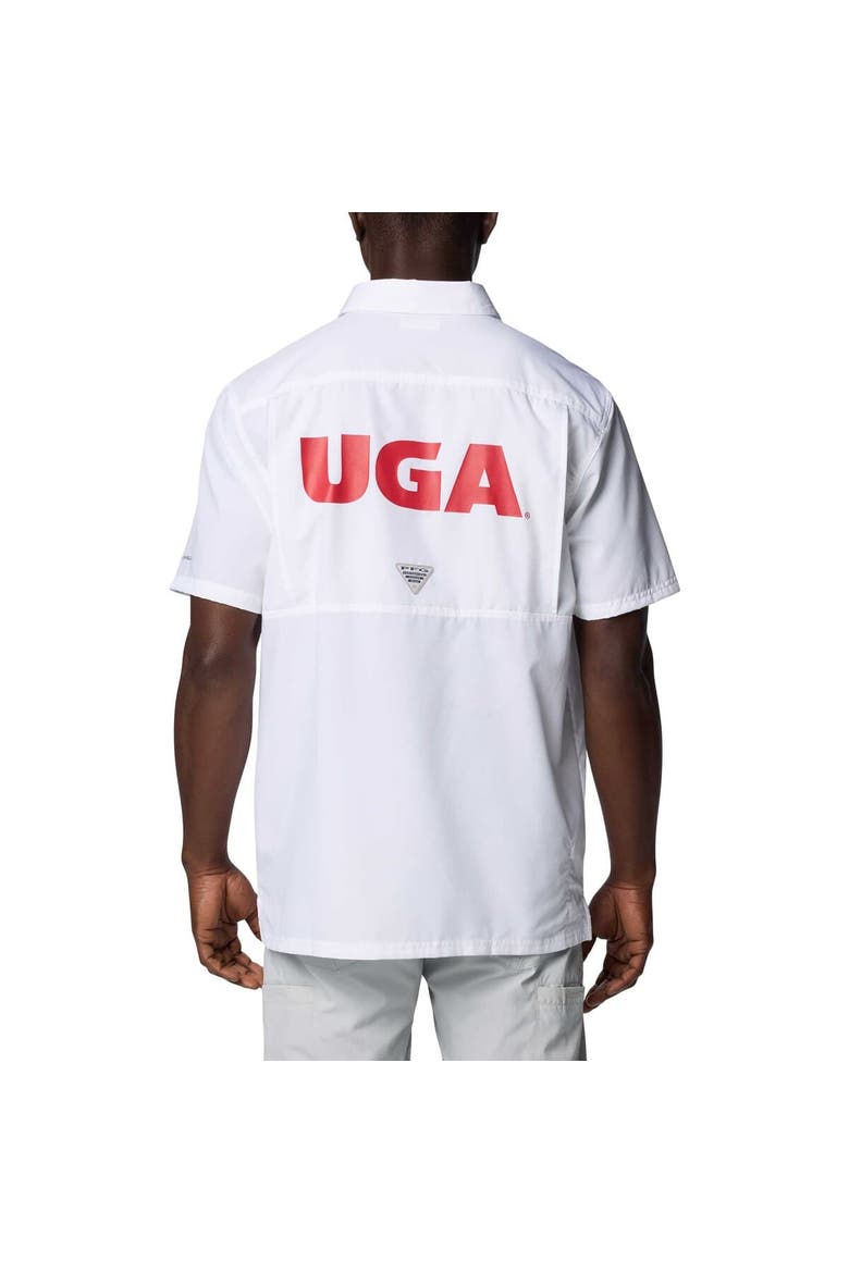 Men's Columbia White Georgia Bulldogs PFG Slack Tide™ Omni-Shade™ Button-Up Camp Shirt, Alternate, color, White