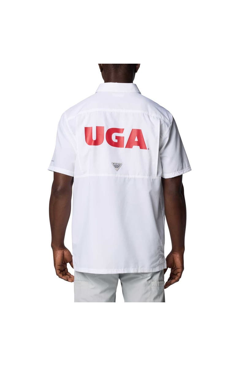 Columbia Men's Columbia White Georgia Bulldogs PFG Slack Tide<sup>™</sup> Omni-Shade<sup>™</sup> Button-Up Camp Shirt, Alternate, color, White