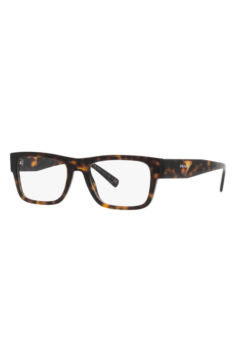 Prada 54mm Rectangular Optical Glasses, Alternate, color, Havana