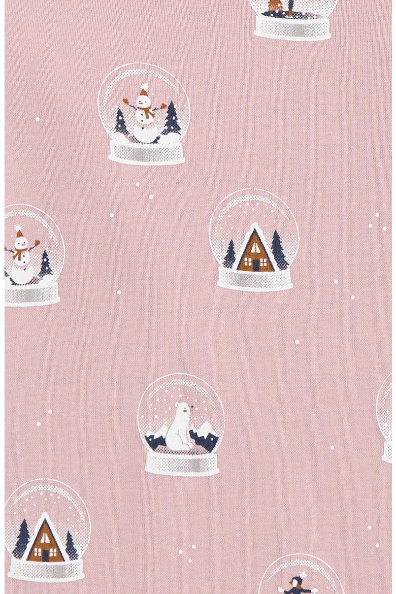 Kids' Snow Globe Print Fitted Two-Piece Organic Cotton Pajamas, Alternate, color, LIGHT PINK