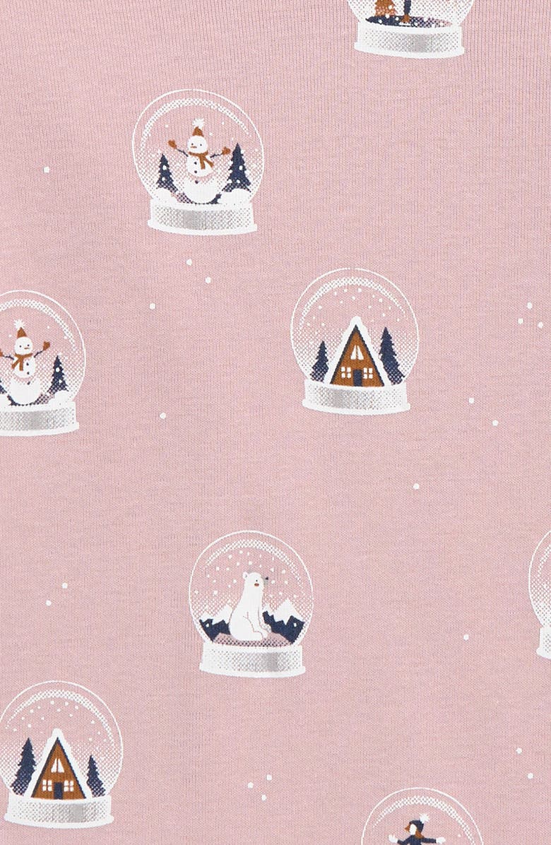 Petit Lem Kids' Snow Globe Print Fitted Two-Piece Organic Cotton Pajamas, Alternate, color, Light Pink