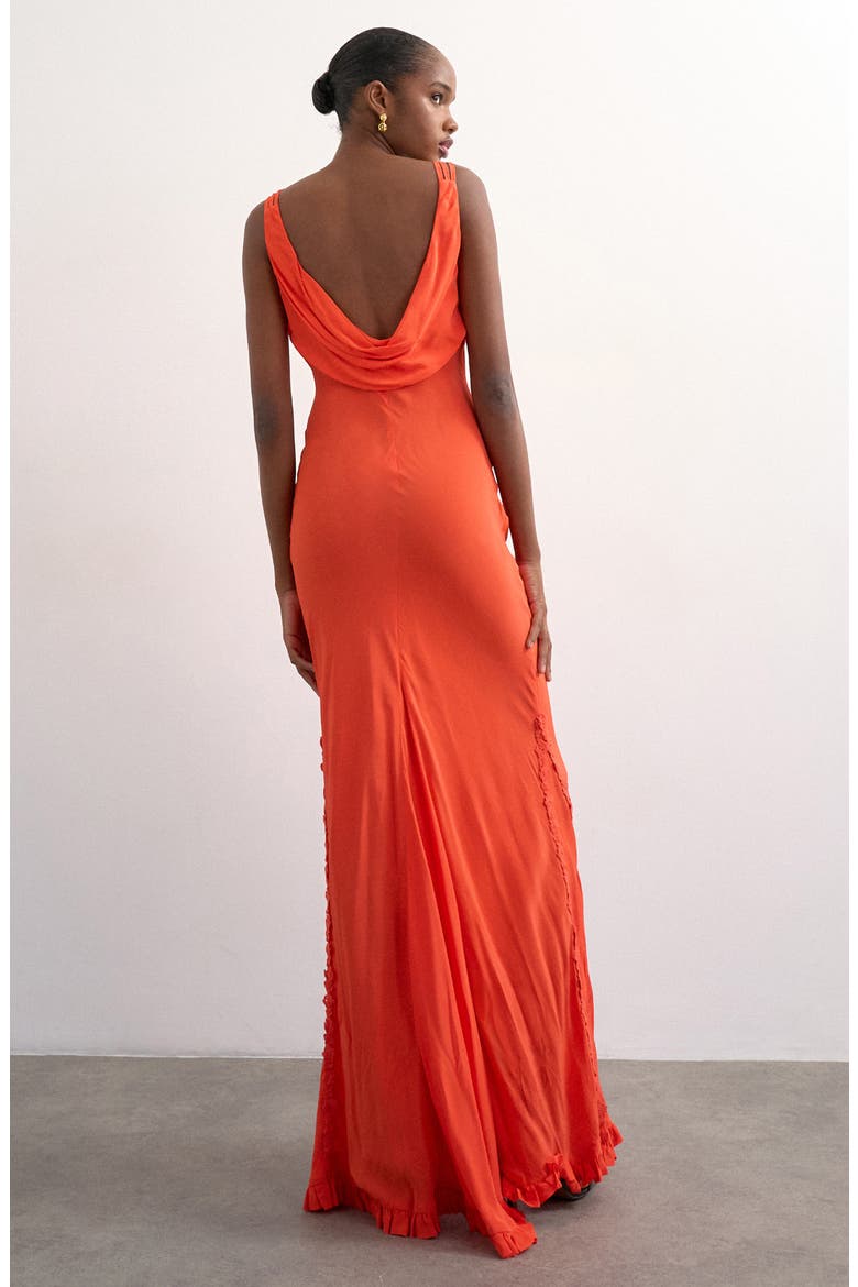 Embroidered Sleeveless Maxi Dress, Alternate, color, ORANGE