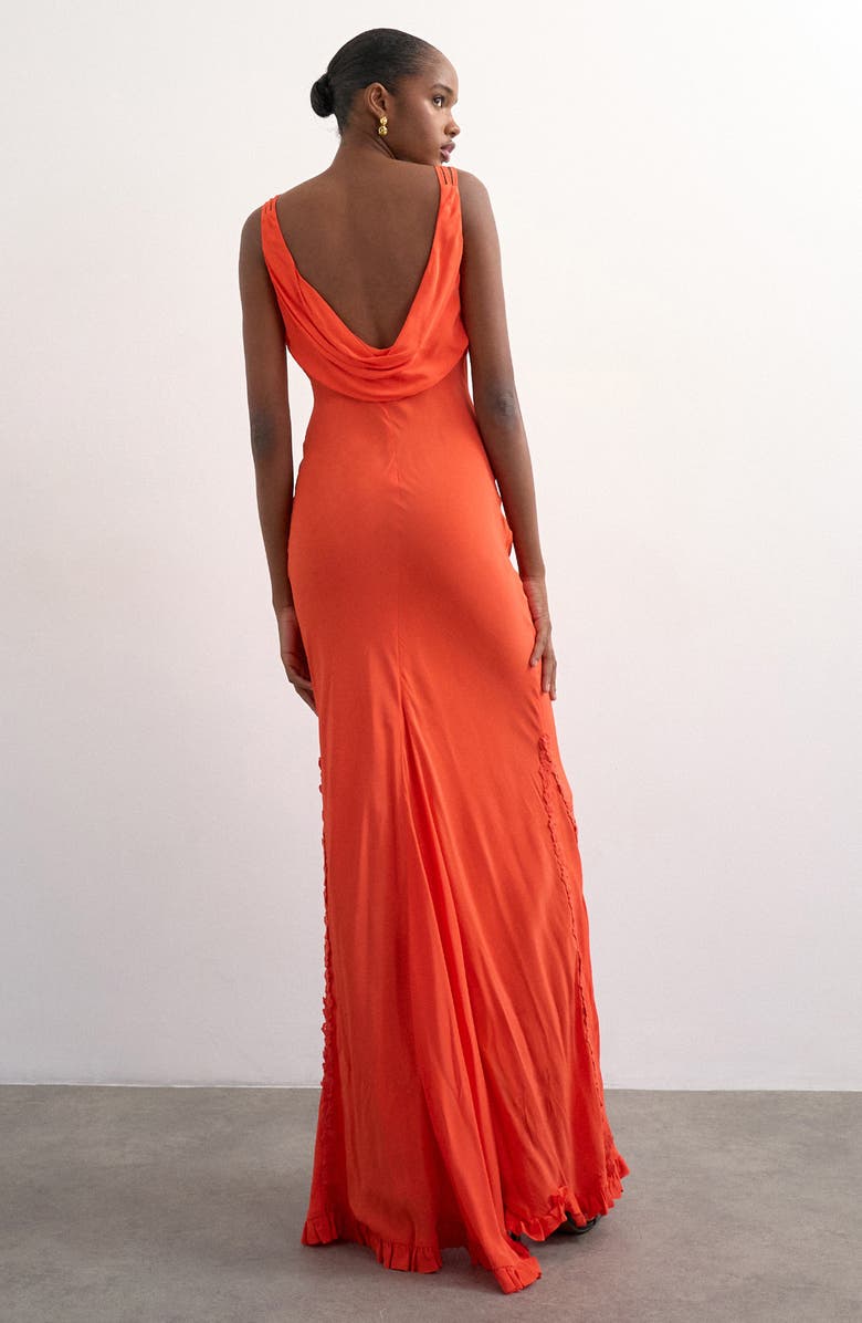 Topshop Embroidered Sleeveless Maxi Dress, Alternate, color, Orange