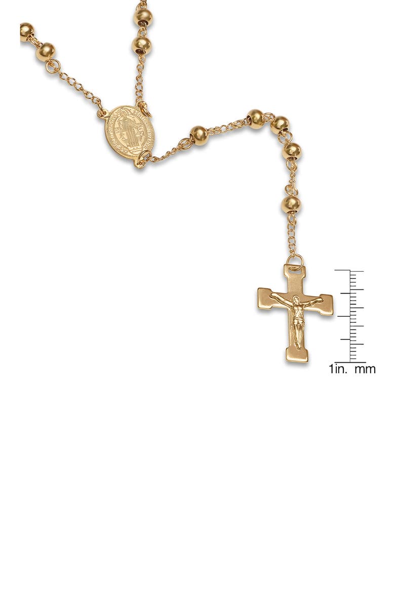 Men's 18K Gold Plated Stainess Steel Rosary Crucifix Necklace, Alternate, color, YELLOW