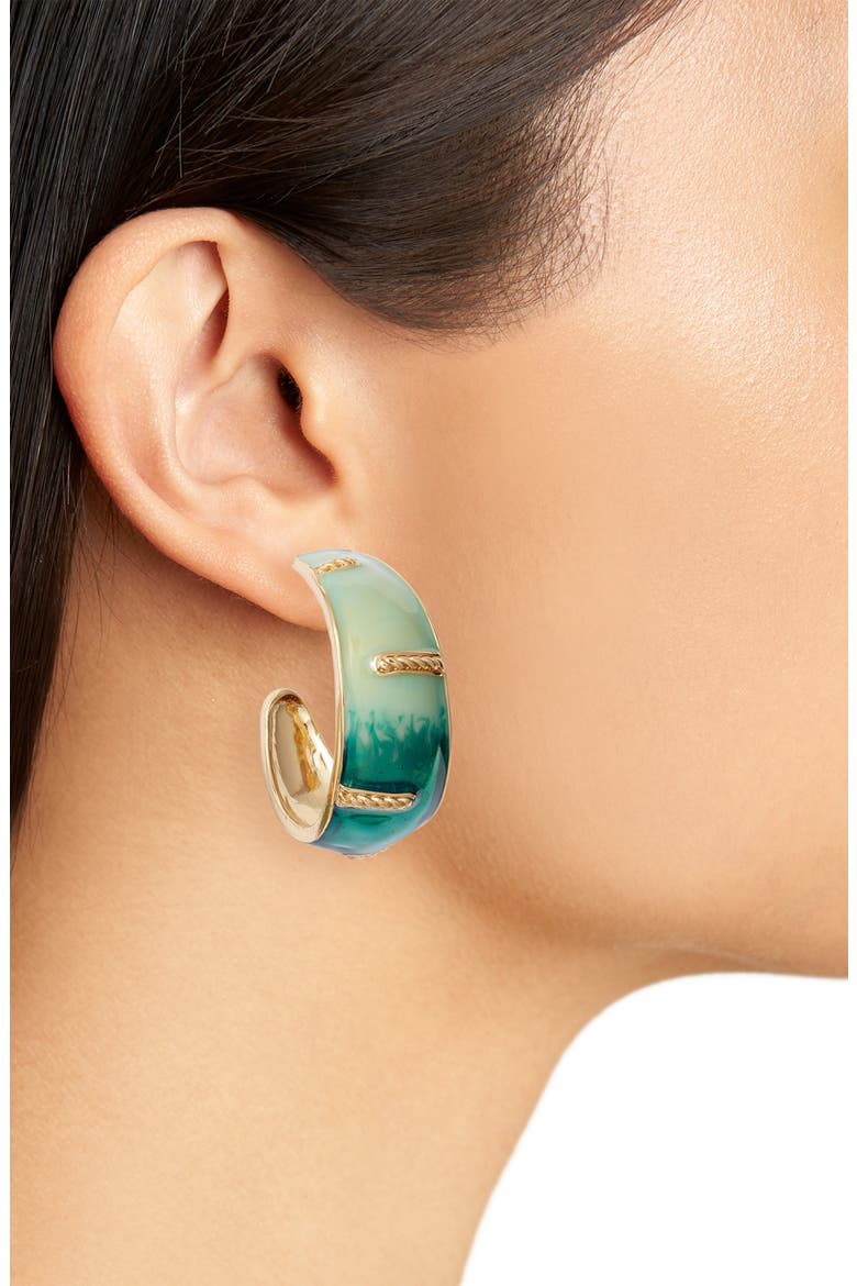 Idra Hoop Earrings, Alternate, color, GREEN