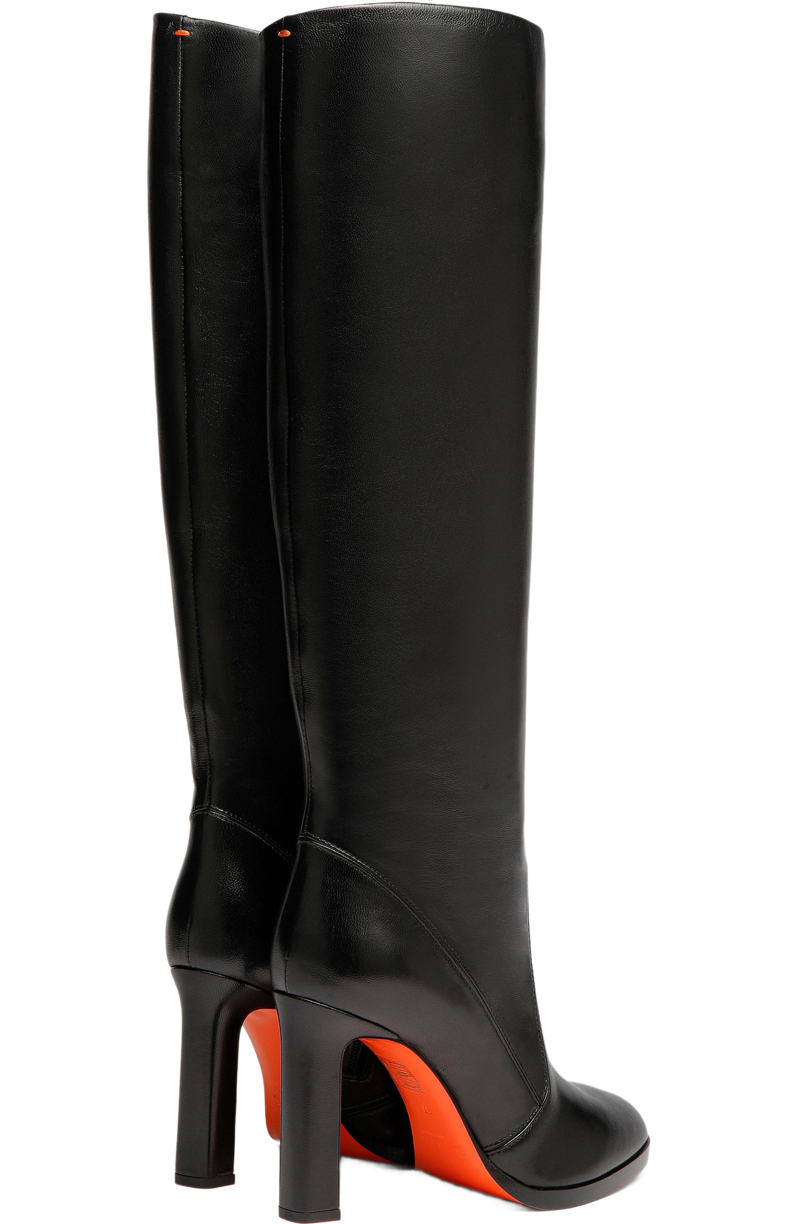 Santoni Women's leather high-heel boot, Alternate, color, Black