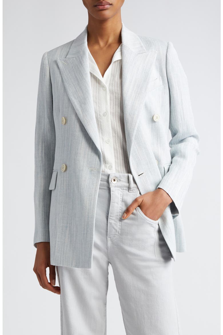 Textured Linen Blend Blazer, Main, color, BABY BLUE