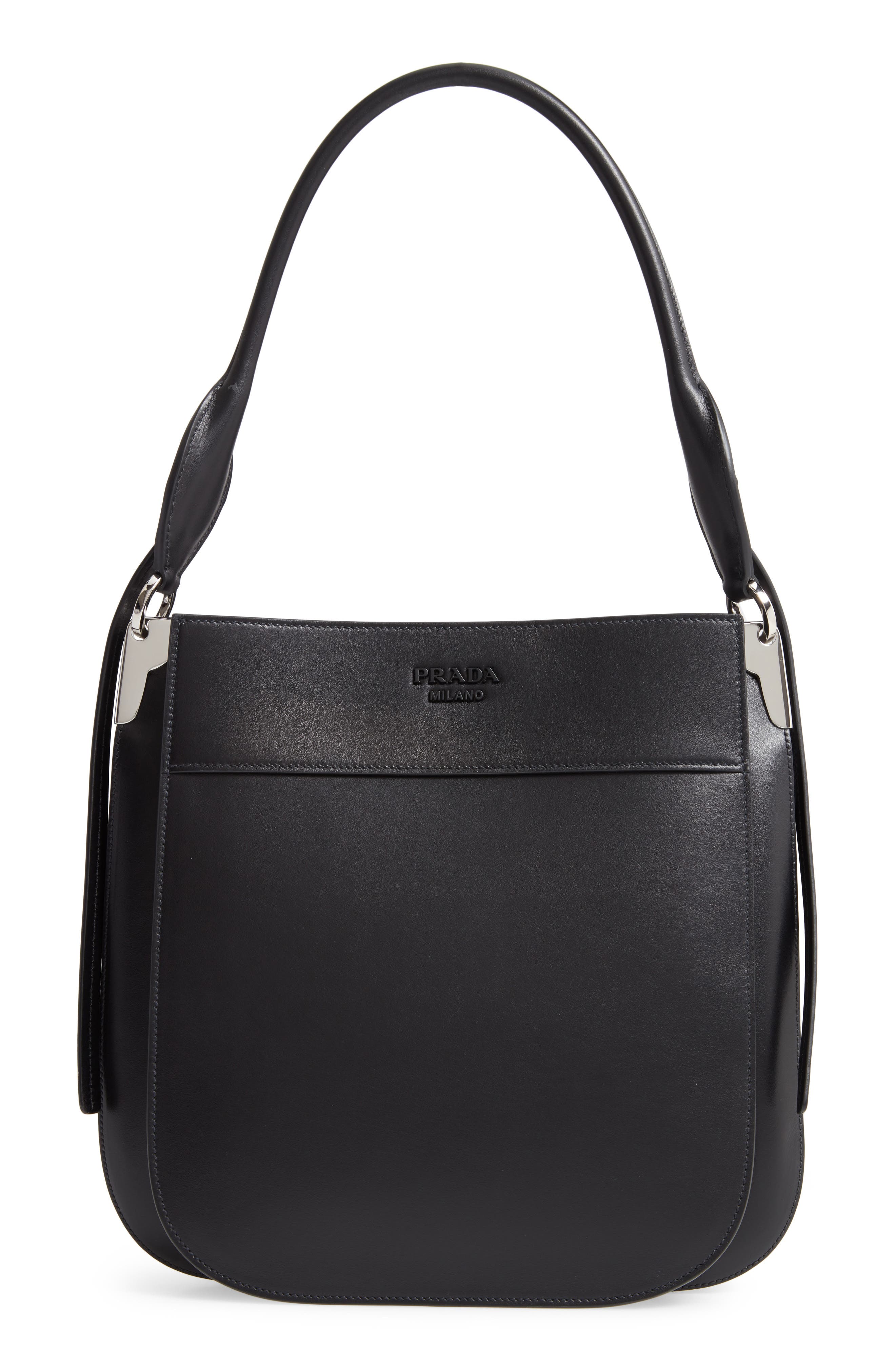 Prada Medium City Calfskin Leather Hobo Bag, Main, color, 