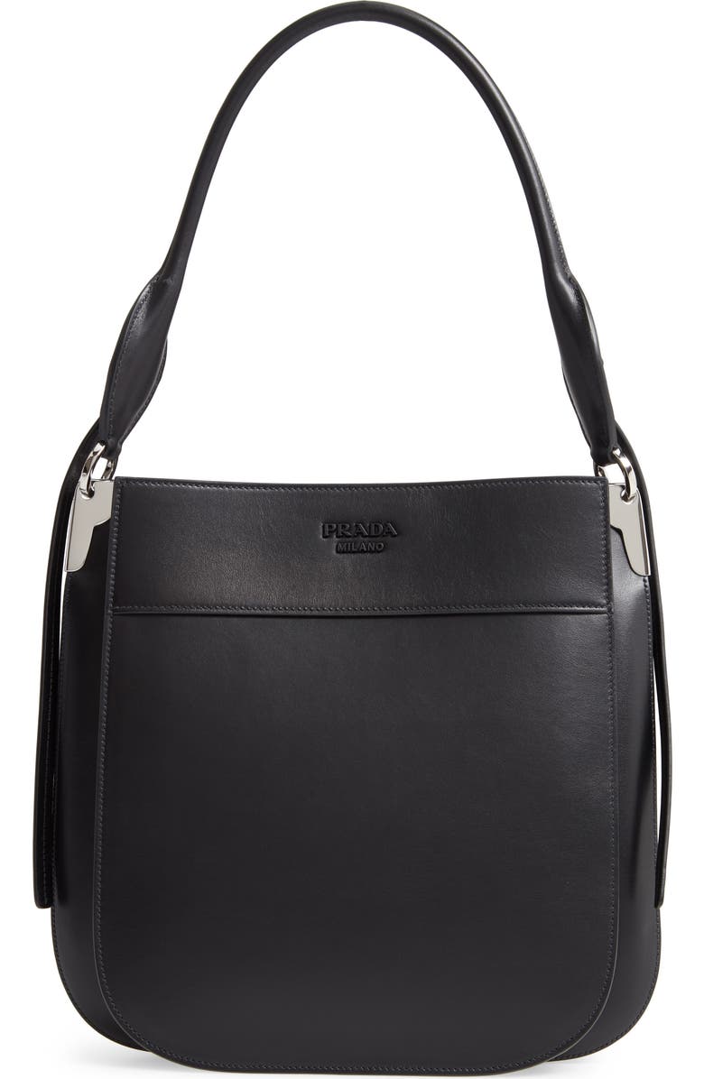 Prada Medium City Calfskin Leather Hobo Bag, Main, color,