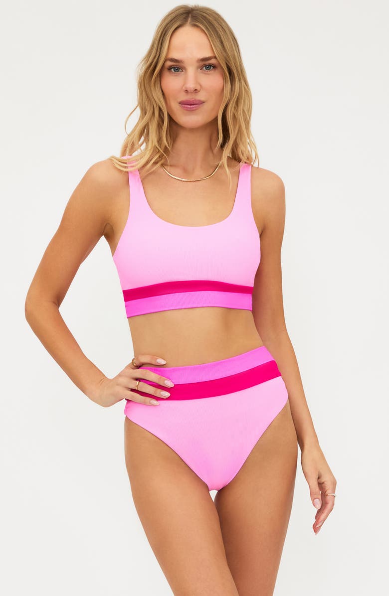 Beach Riot Mackenzine Colorblock Bikini Top, Alternate, color, Peak Pink Colorblock