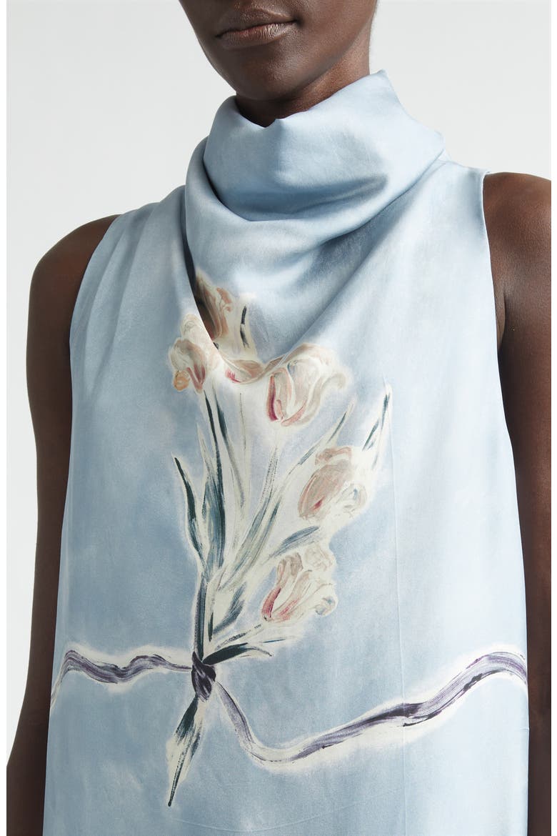 Noori Tulip Bouquet Sleeveless Silk Dress, Alternate, color, STORM TULIP