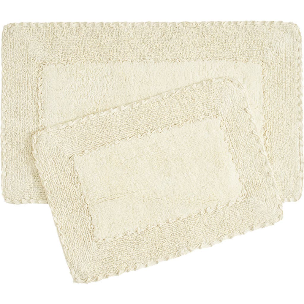 Laura Ashley Ruffle Cotton 2-piece Bath Mat Set