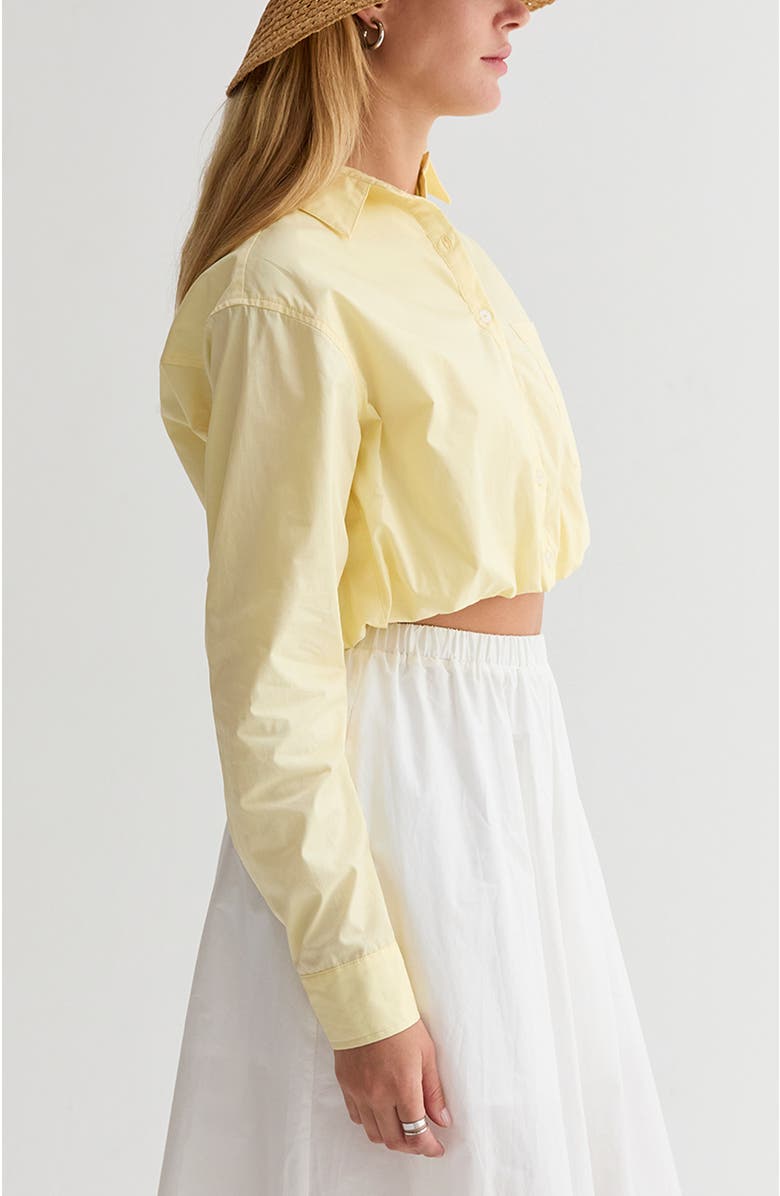 CRESCENT Poplin Bubble Hem Cropped Shirt, Alternate, color, White