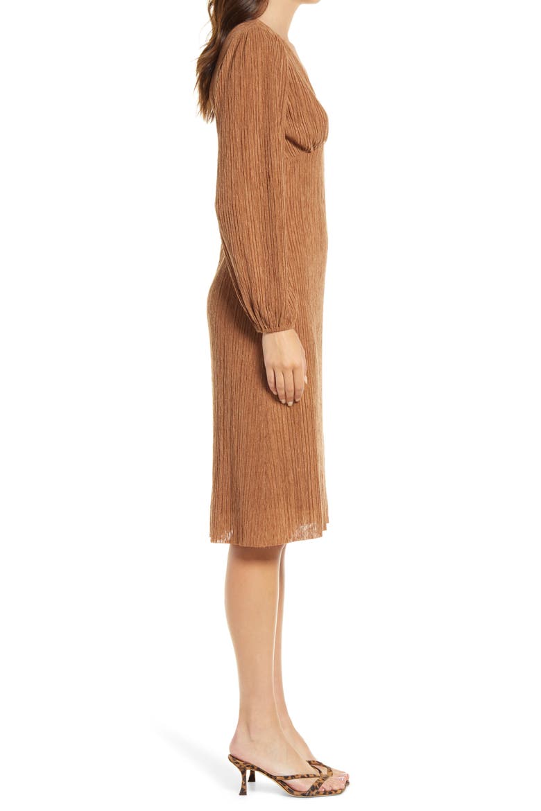 Plissé Empire Waist Midi Dress, Alternate, color, THRUSH