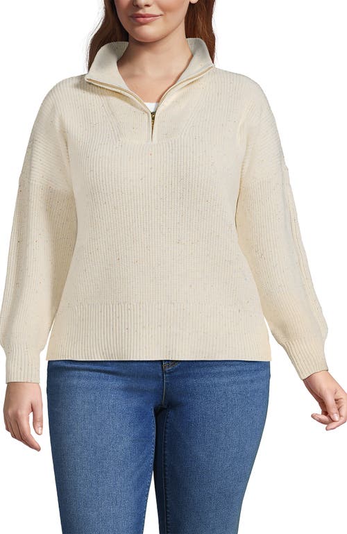 Lands' End Drifter Shaker Wedge Quarter Zip Sweater In Gray