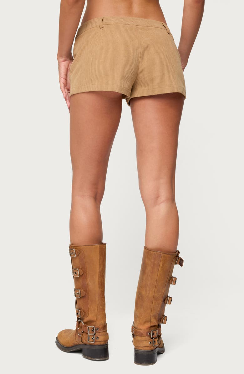 EDIKTED Kyler Corduroy Micro Shorts, Alternate, color, Tan