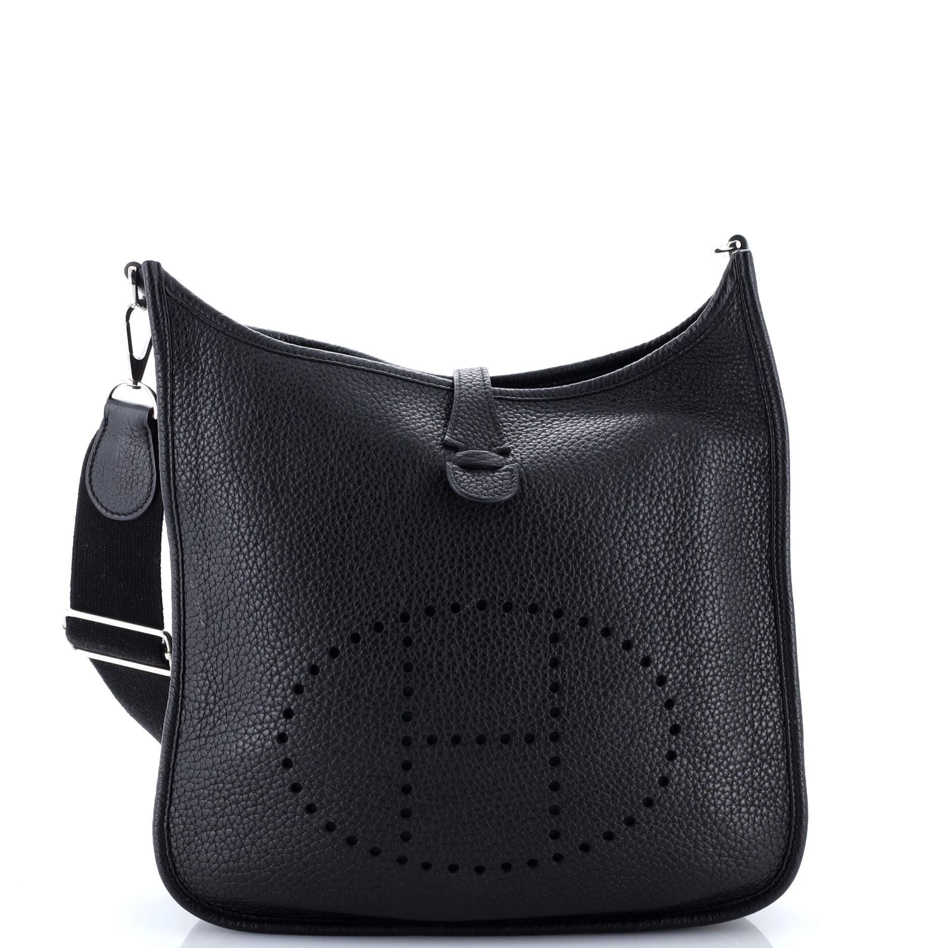 Pre-Owned Hermes Evelyne Bag Gen III Clemence PM, Main, color, Noir