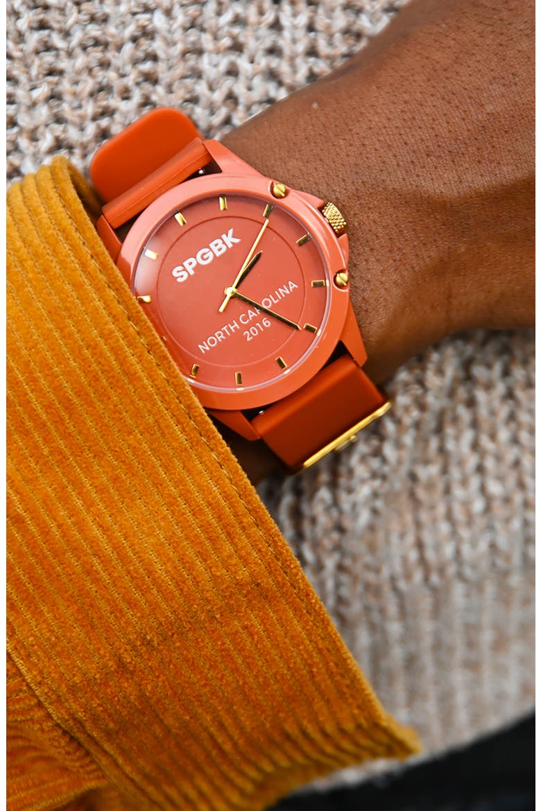 Pumpkin Silicone Strap Watch, 44mm, Alternate, color, DEEP ORANGE